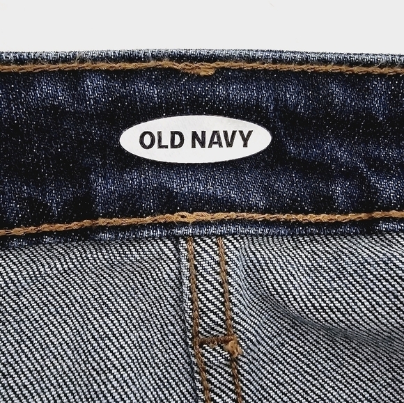 New! Old Navy High Waisted Medium Dark Wash Denim Jean Mini Skirt - Picture 7 of 8